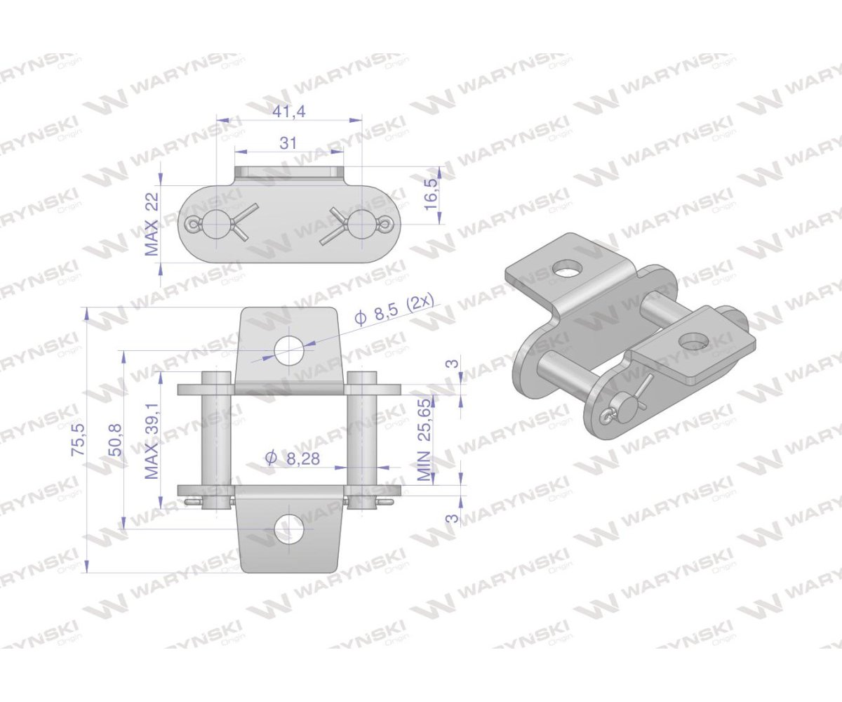 Zamek łańcucha z przyłączem obustronnym CA550VDK Waryński ( sprzedawane po 5 )