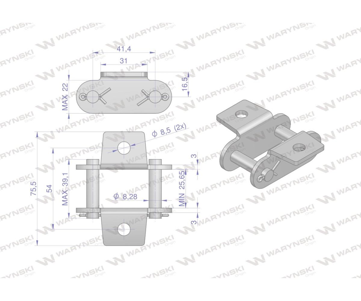 Zamek łańcucha z przyłączem obustronnym CA550VK1 Waryński ( sprzedawane po 5 )