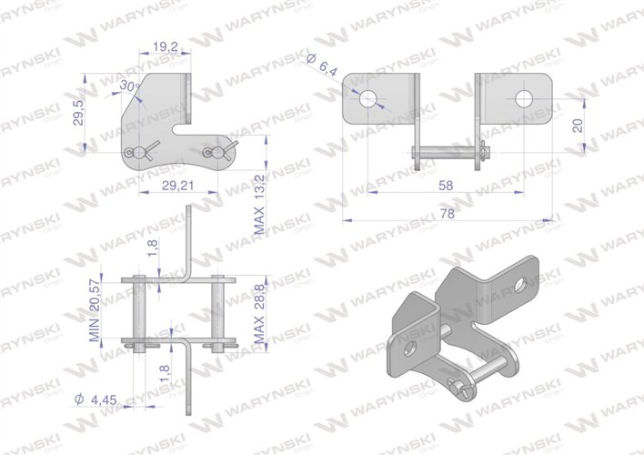 Zamek łańcucha z przyłączem obustronnym S32SD Waryński ( sprzedawane po 5 )