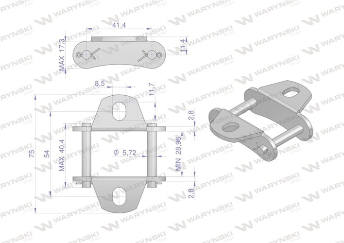 Zamek łańcucha z przyłączem obustronnym S45K1 Waryński ( sprzedawane po 5 )