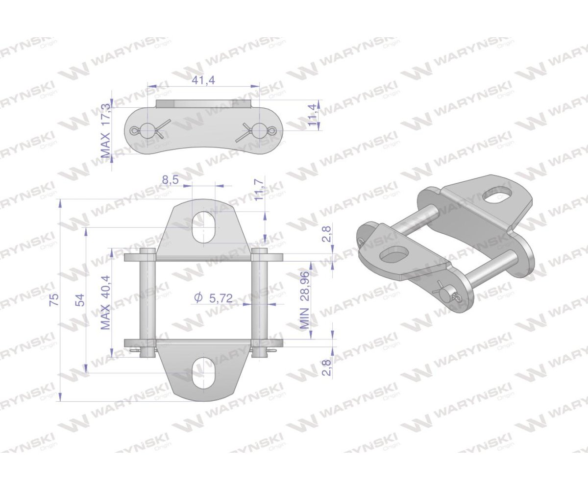 Zamek łańcucha z przyłączem obustronnym S45K1 Waryński ( sprzedawane po 5 )