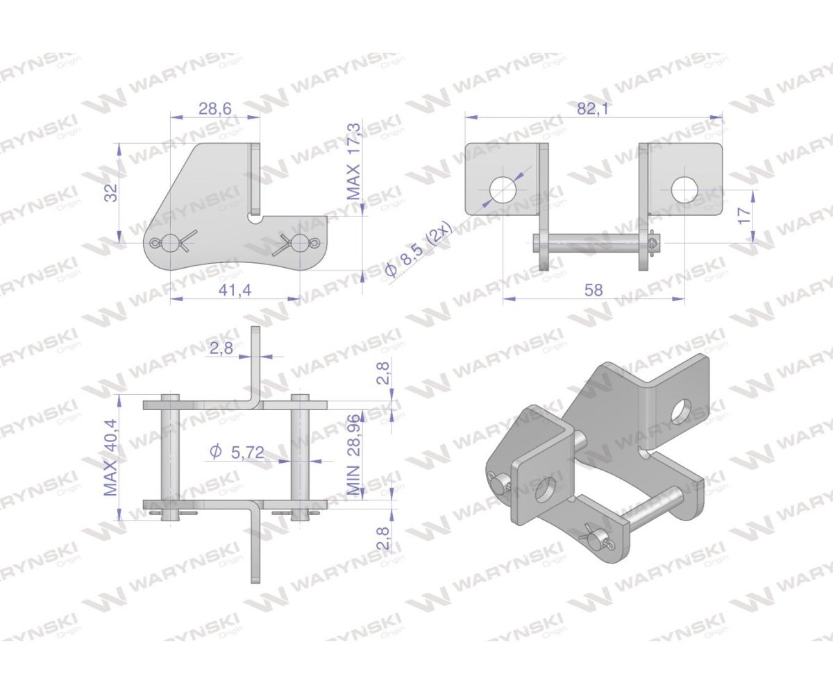 Zamek łańcucha z przyłączem obustronnym S45SD Waryński ( sprzedawane po 5 )