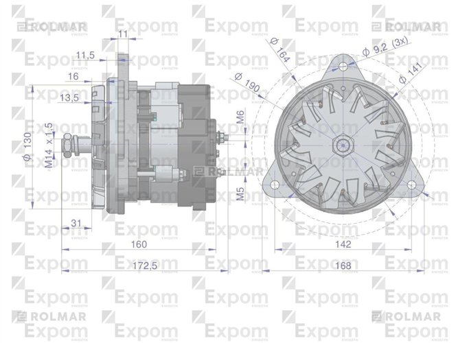 Alternator mocowany na sprężarkę EX-241020 MF3 Nowy Typ EXPOM KWIDZYN eu