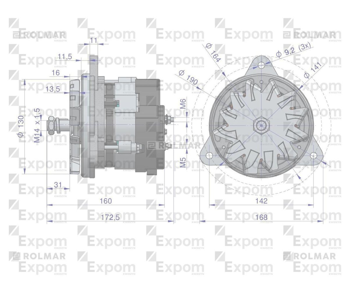 Alternator mocowany na sprężarkę EX-241020 MF3 Nowy Typ EXPOM KWIDZYN eu