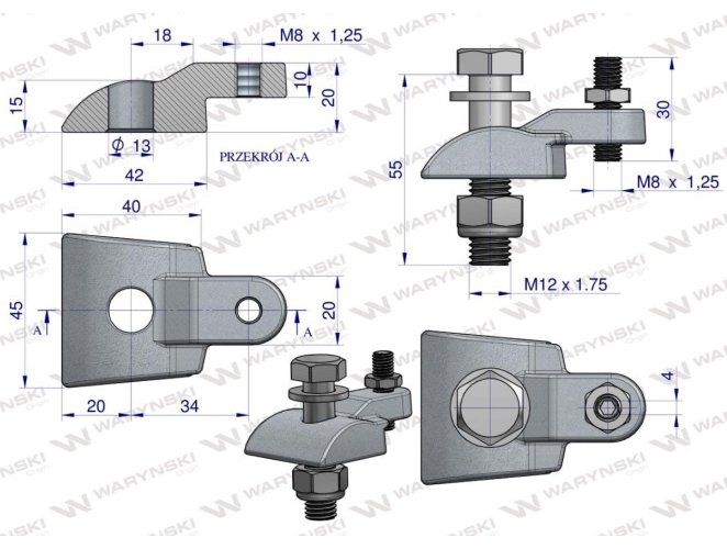 Mocowanie palca kpl. zastosowanie Deutz Fahr Condimaste Waryński