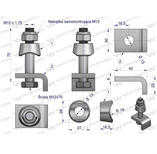 Mocowanie palca kpl. zastosowanie przetrząsarka Fella Waryński