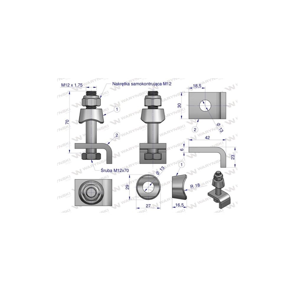 Mocowanie palca kpl. zastosowanie przetrząsarka Fella Waryński