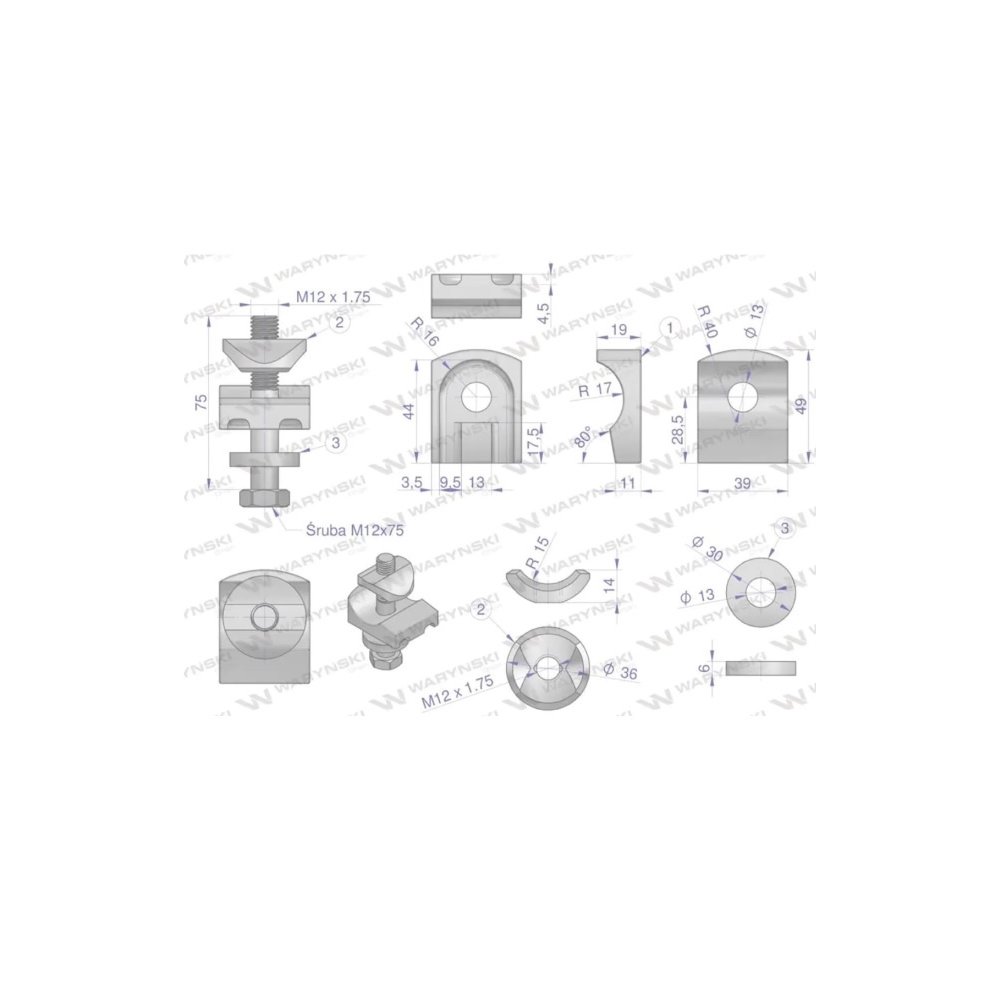 Mocowanie palca kpl. zastosowanie zgrabiarka pokosowa Kuhn Waryński