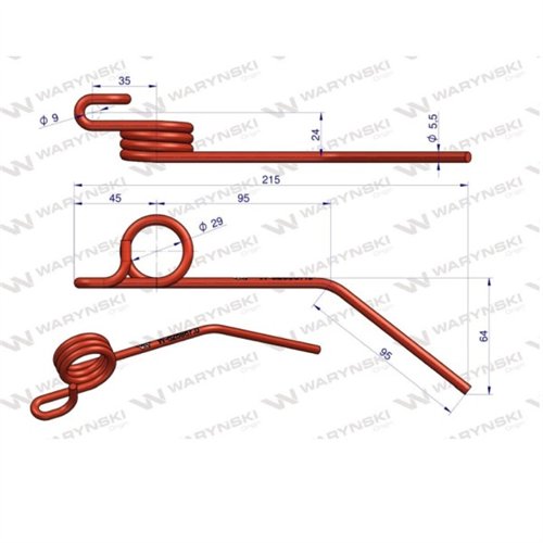 Palec sprężysty nagarniacza motowideł zastosowanie Claas Lexion 626987.0 Waryński