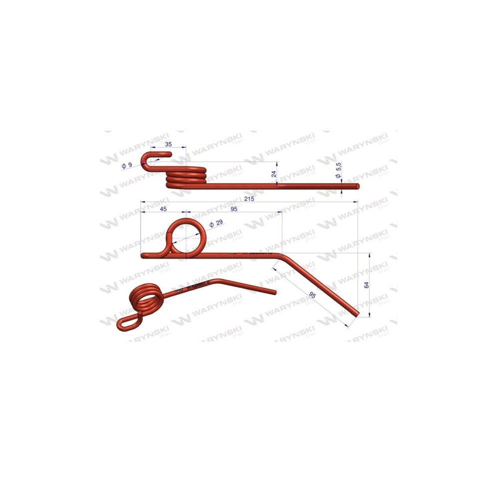 Palec sprężysty nagarniacza motowideł zastosowanie Claas Lexion 626987.0 Waryński