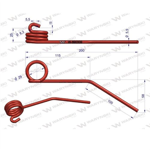 Palec sprężysty nagarniacza motowideł zastosowanie Claas 690309 Waryński
