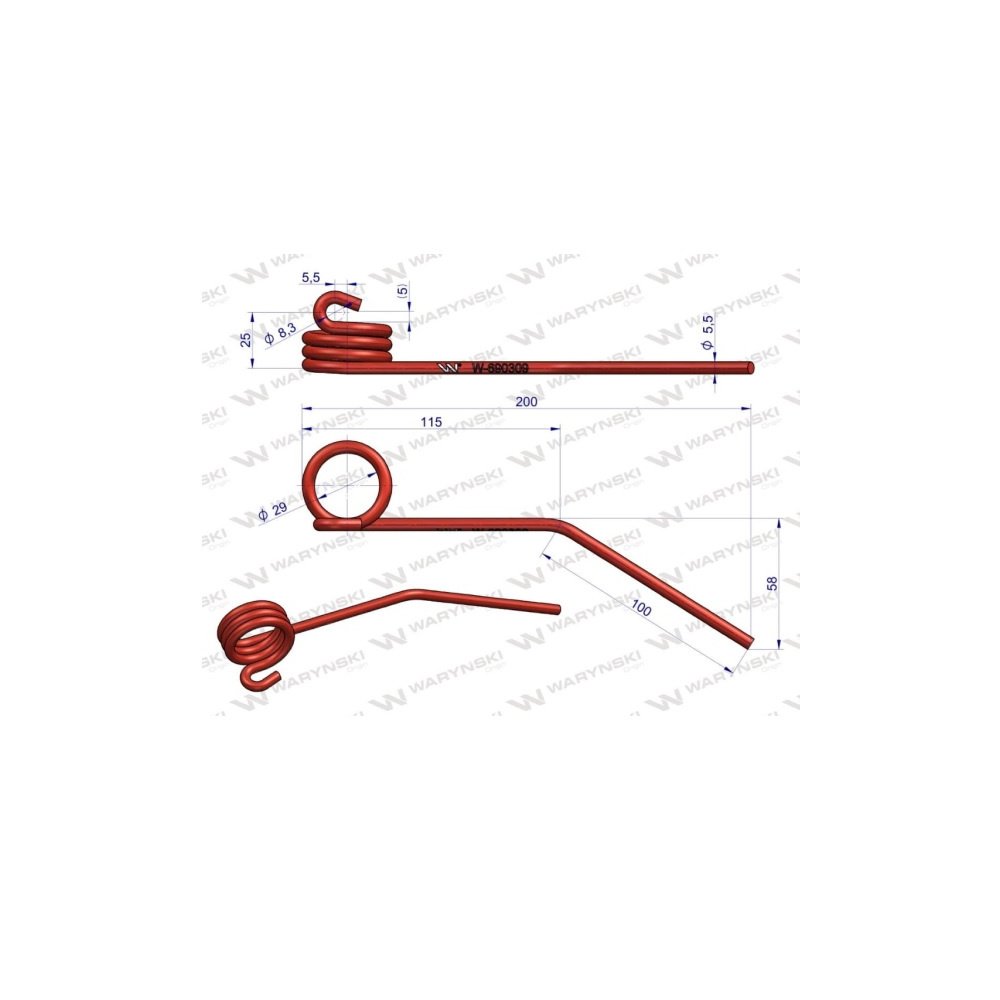 Palec sprężysty nagarniacza motowideł zastosowanie Claas 690309 Waryński