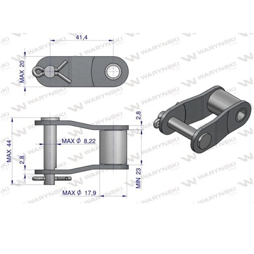 Półogniwo łańcucha 55VD Waryński ( sprzedawane po 5 )