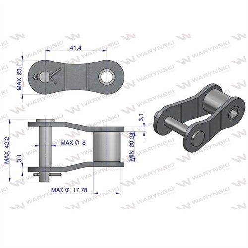 Półogniwo łańcucha ZA557 Waryński ( sprzedawane po 5 )