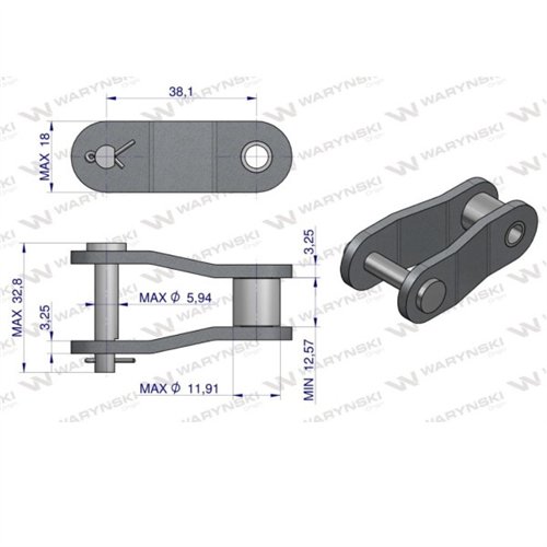 Półogniwo łańcucha CA2060H Waryński ( sprzedawane po 5 )