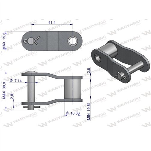 Półogniwo łańcucha CA550 Waryński ( sprzedawane po 5 )