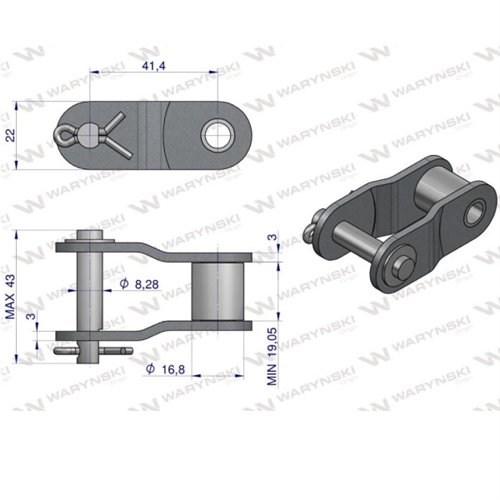 Półogniwo łańcucha CA550V Waryński ( sprzedawane po 5 )