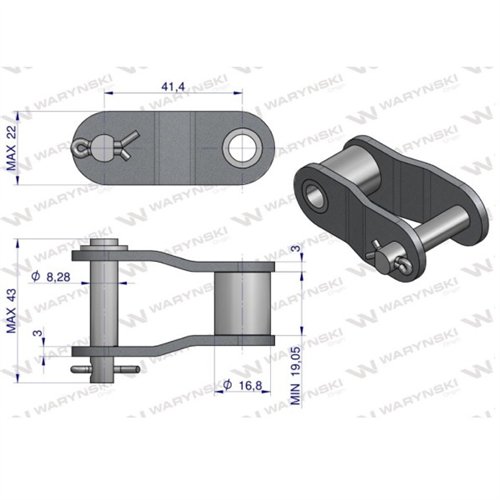 Półogniwo łańcucha CA550VD Waryński ( sprzedawane po 5 )