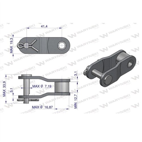 Półogniwo łańcucha CA555 Waryński ( sprzedawane po 5 )