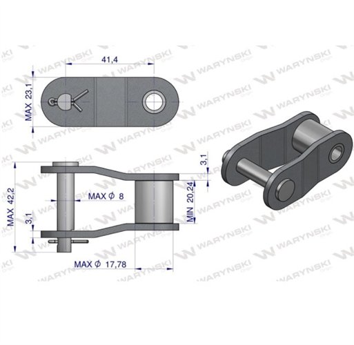 Półogniwo łańcucha CA557 Waryński ( sprzedawane po 5 )