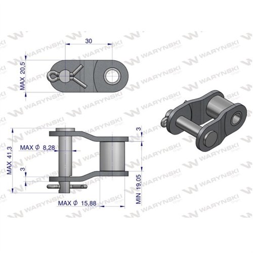 Półogniwo łańcucha CA627 Waryński ( sprzedawane po 5 )