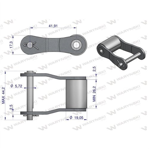 Półogniwo łańcucha S62 Waryński ( sprzedawane po 5 )