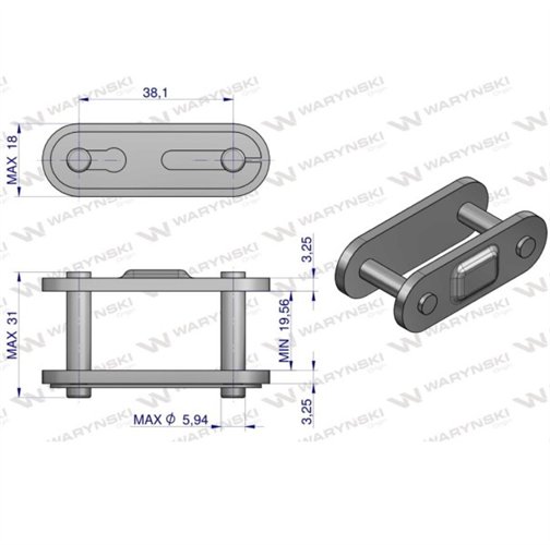 Zamek łańcucha CA2060H Waryński ( sprzedawane po 5 )