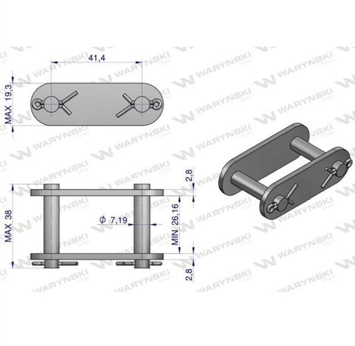 Zamek łańcucha CA550 Waryński ( sprzedawane po 5 )