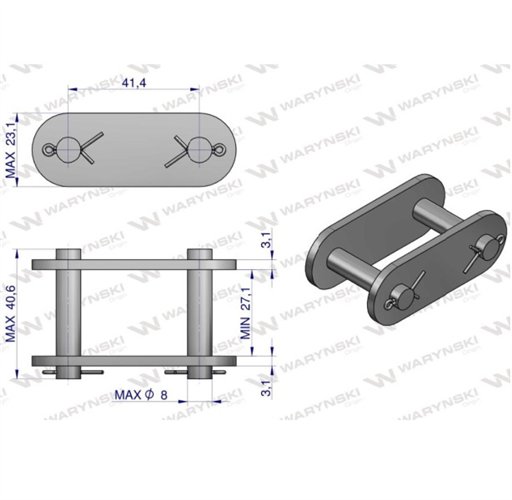 Zamek łańcucha CA557 Waryński ( sprzedawane po 5 )