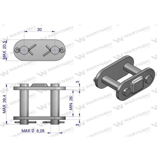 Zamek łańcucha CA627 Waryński( sprzedawane po 5 )