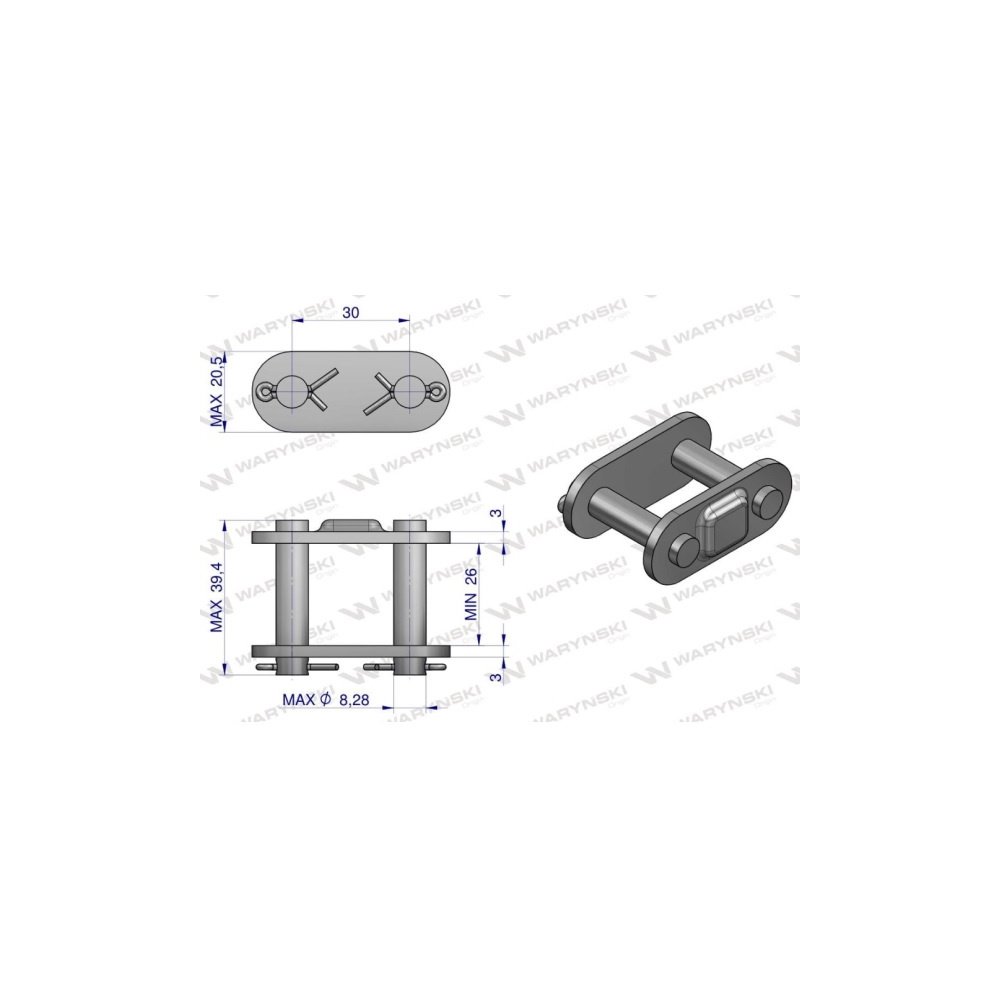 Zamek łańcucha CA627 Waryński( sprzedawane po 5 )