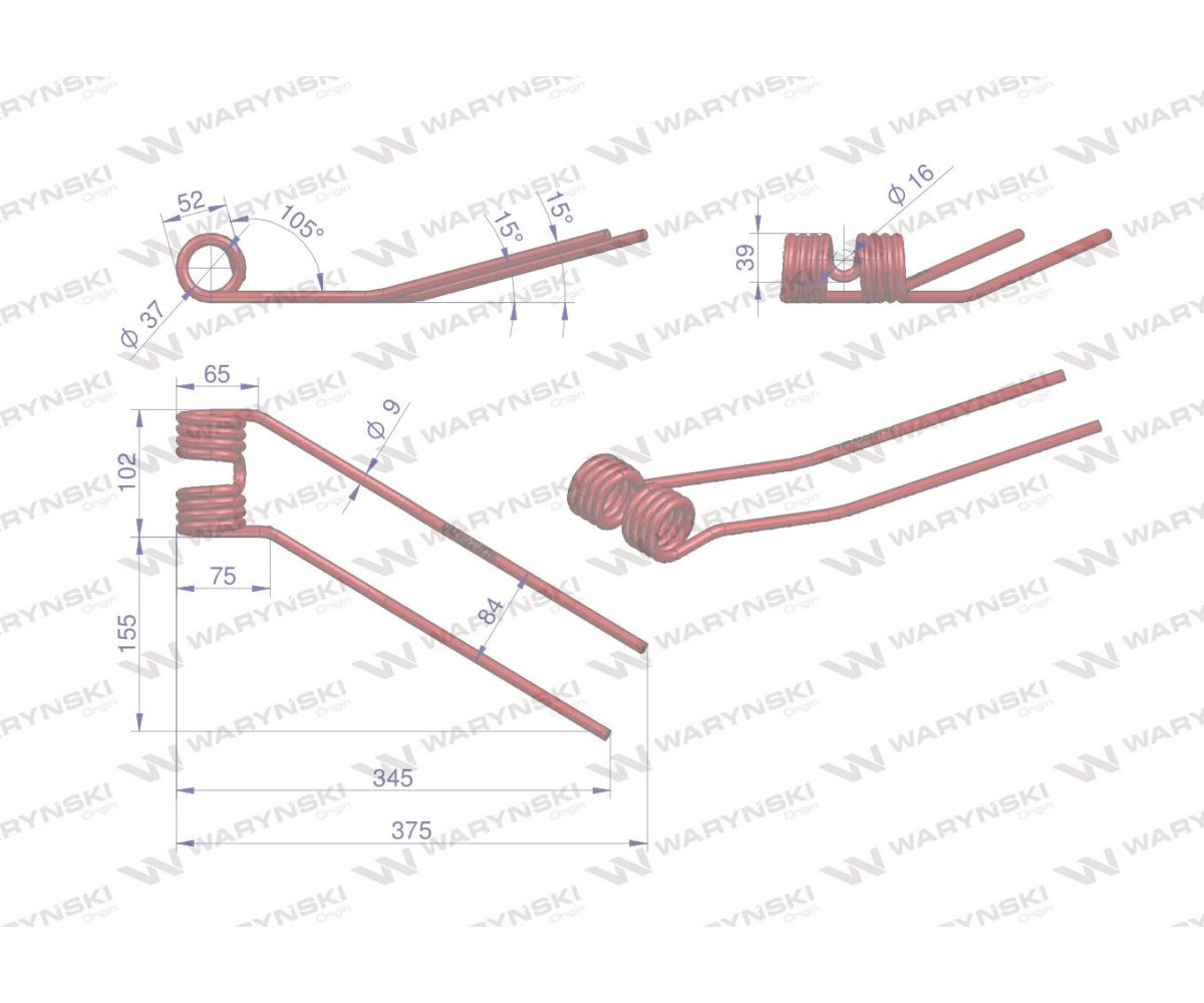 Palec przetrząsarka zastosowanie Deutz Fahr Pottinger 06229776 Waryński