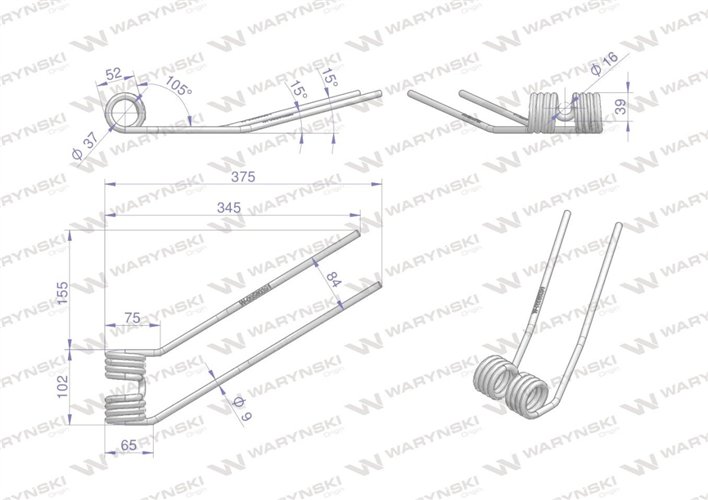 Palec przetrząsarka zastosowanie Deutz Fahr Pottinger 06580391 Waryński