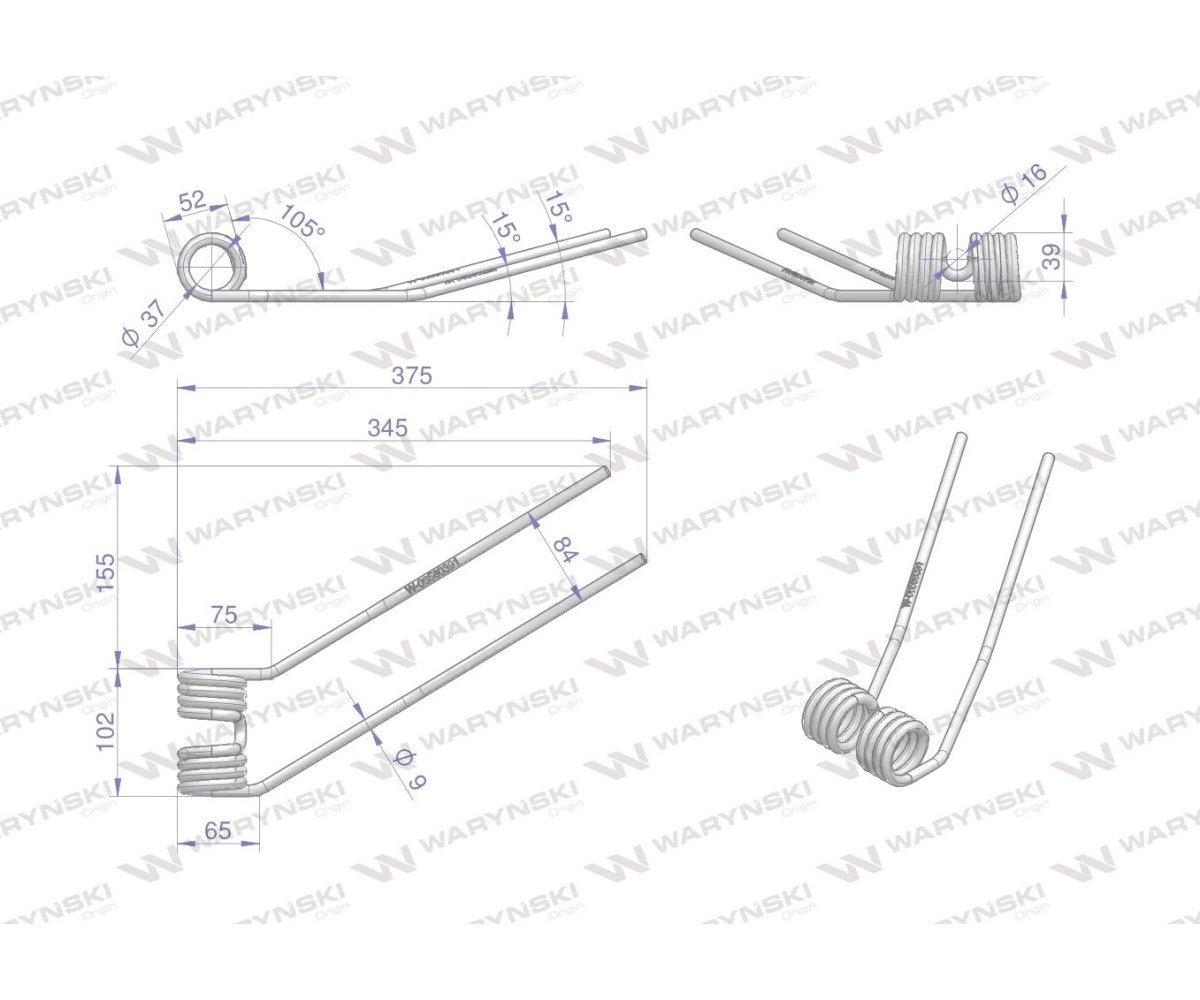 Palec przetrząsarka zastosowanie Deutz Fahr Pottinger 06580391 Waryński