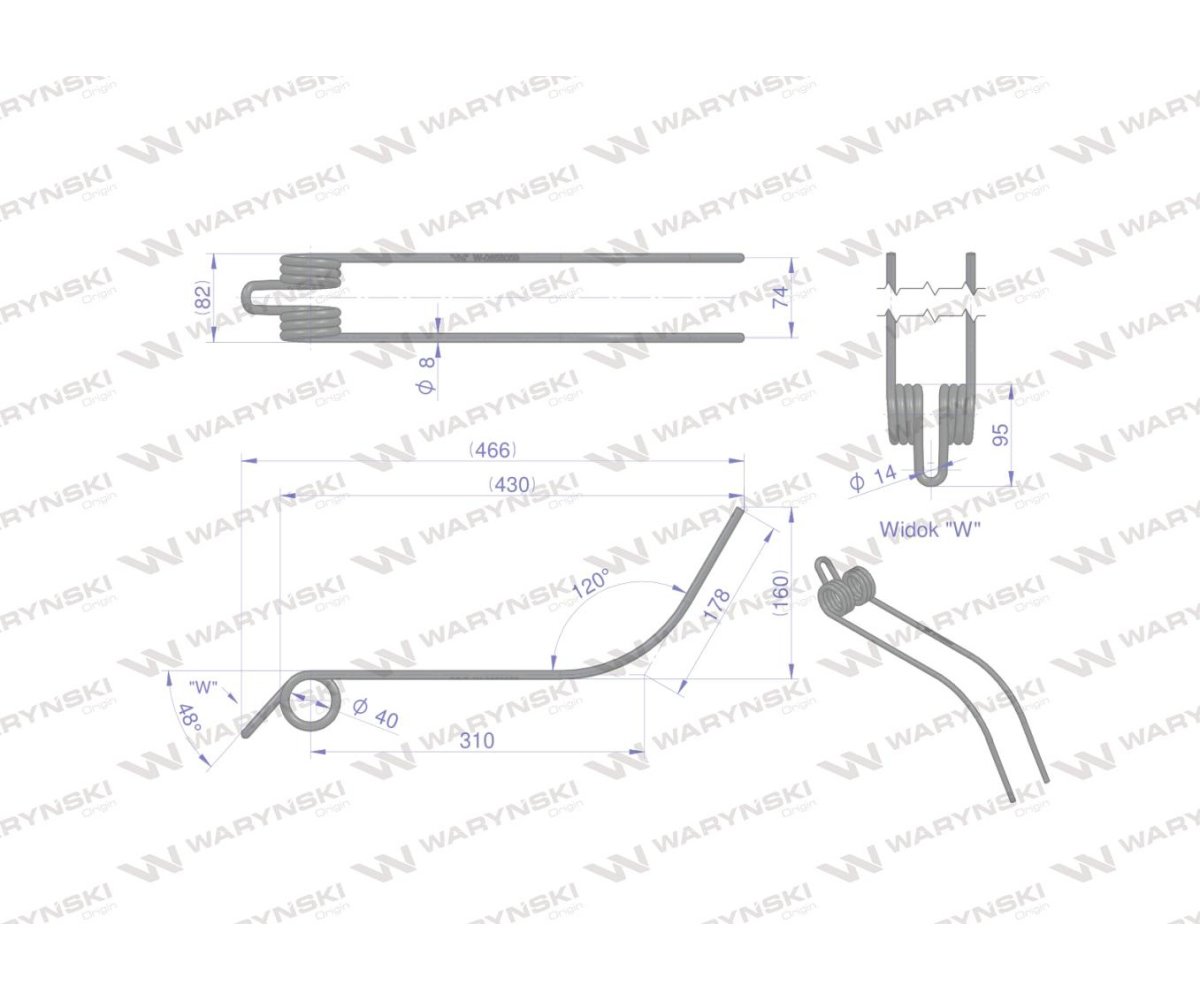 Palec zgrabiarka karuzelowa zastosowanie Deutz Fahr Kverneland 06580259 WARYŃSKI W-0658059