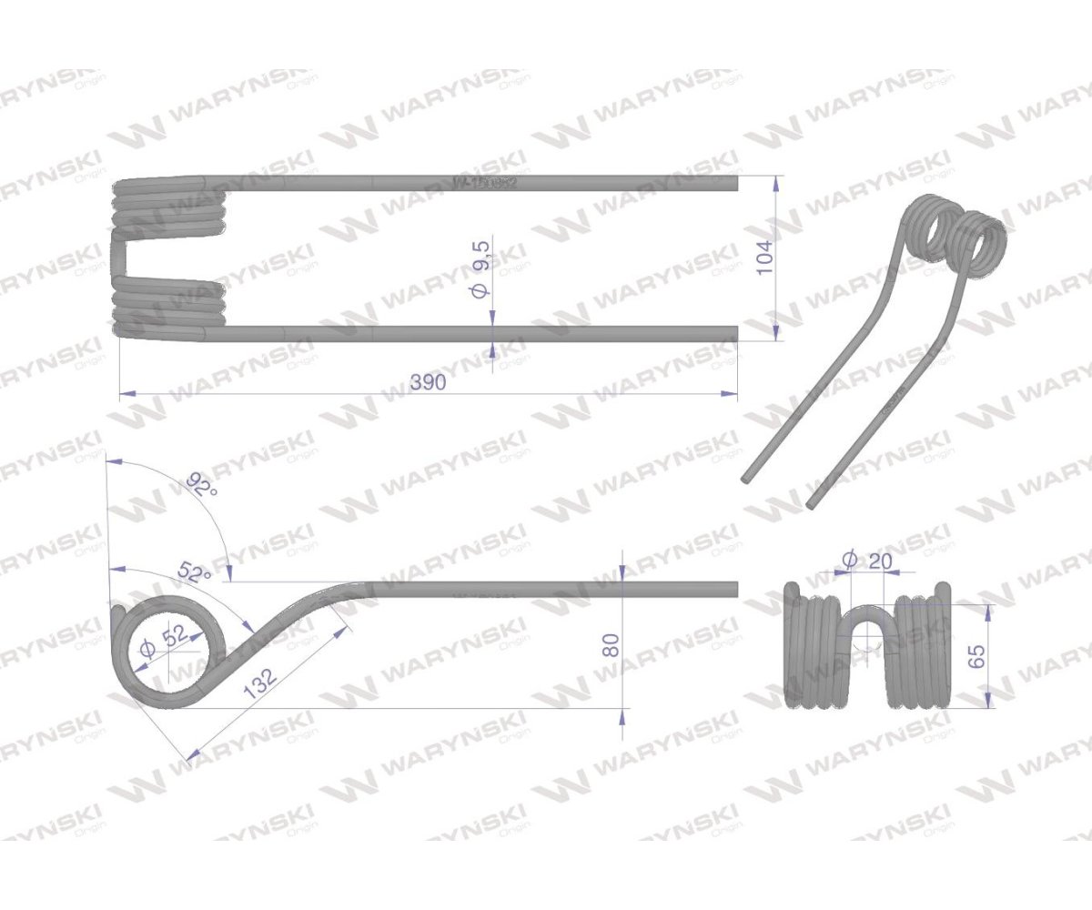 Palec przetrząsaczo-zgrabiarki karuzelowej Fella WARYŃSKI W-150862, 487922