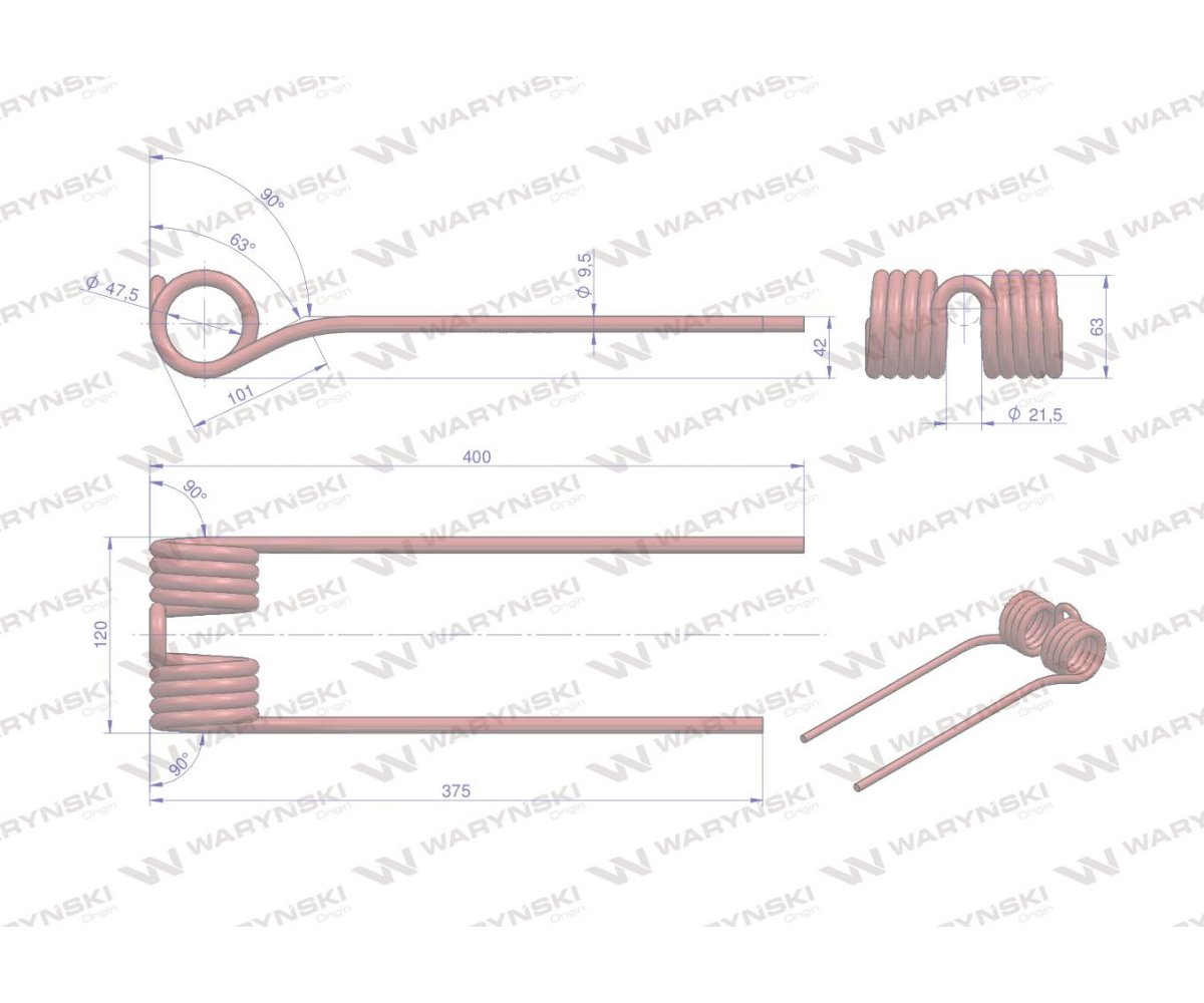 Palec przetrząsarka zastosowanie SIP 155170101 415000230 Waryński