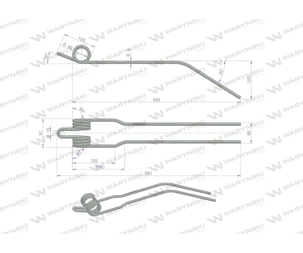 Palec zgrabiarka zastosowanie Deutz Fahr VF16600387.86 WARYŃSKI W-16600387
