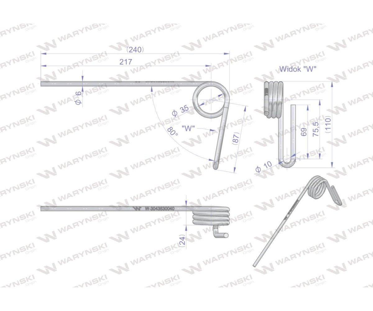 Palec zagarniający pojedynczy. prawy L-240 POZNANIAK Waryński
