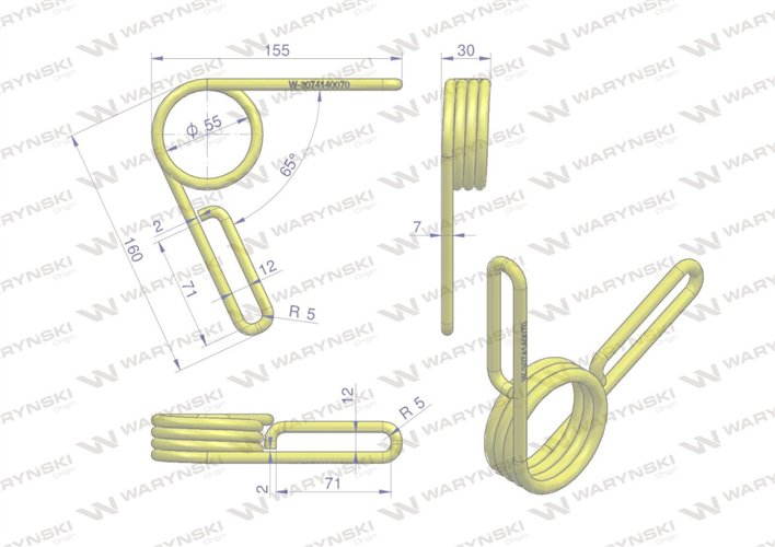 Sprężyna skrętna zagarniacza nasion. pasuje do Famarol WARYŃSKI 3074140076