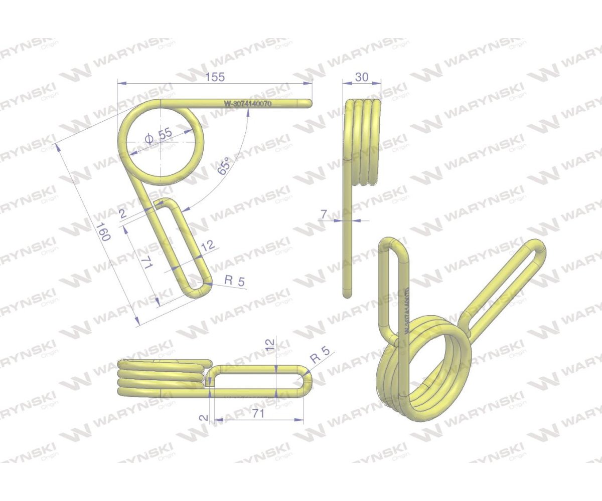 Sprężyna skrętna zagarniacza nasion. pasuje do Famarol WARYŃSKI 3074140076