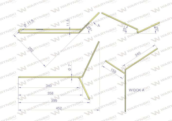 Palec zagarniający podwójny lewy zastosowanie Famarol S-074 30741403003 WARYŃSKI
