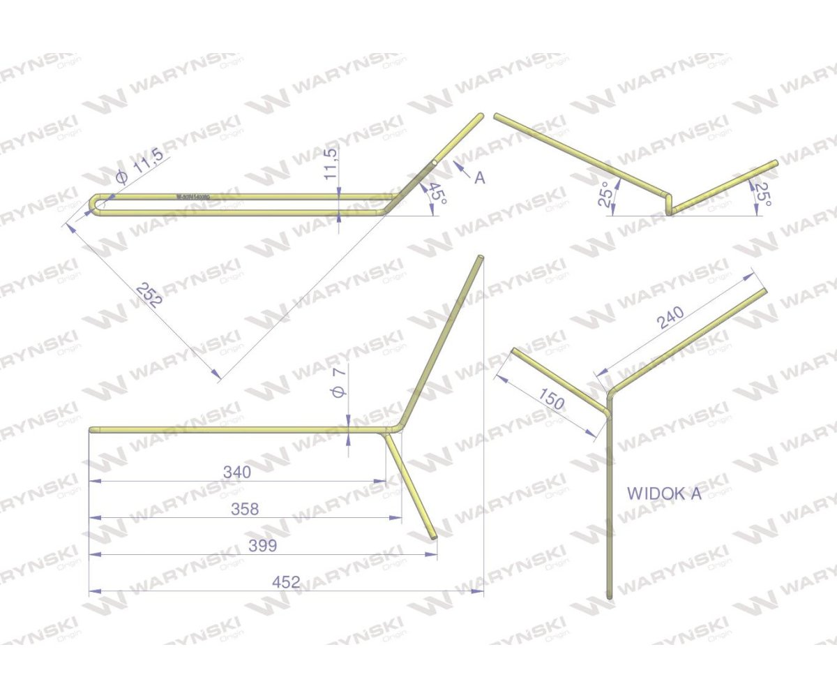 Palec zagarniający podwójny lewy zastosowanie Famarol S-074 30741403003 WARYŃSKI