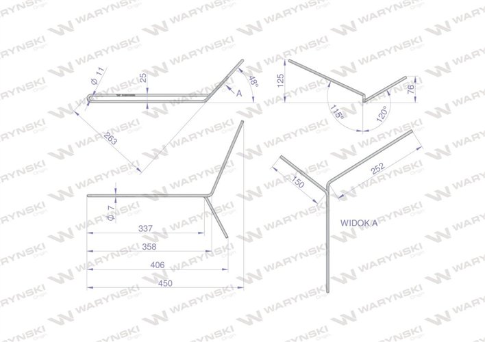 Palec zagarniający podwójny I L-510 mm. pasuje do Famaroll WARYŃSKI
