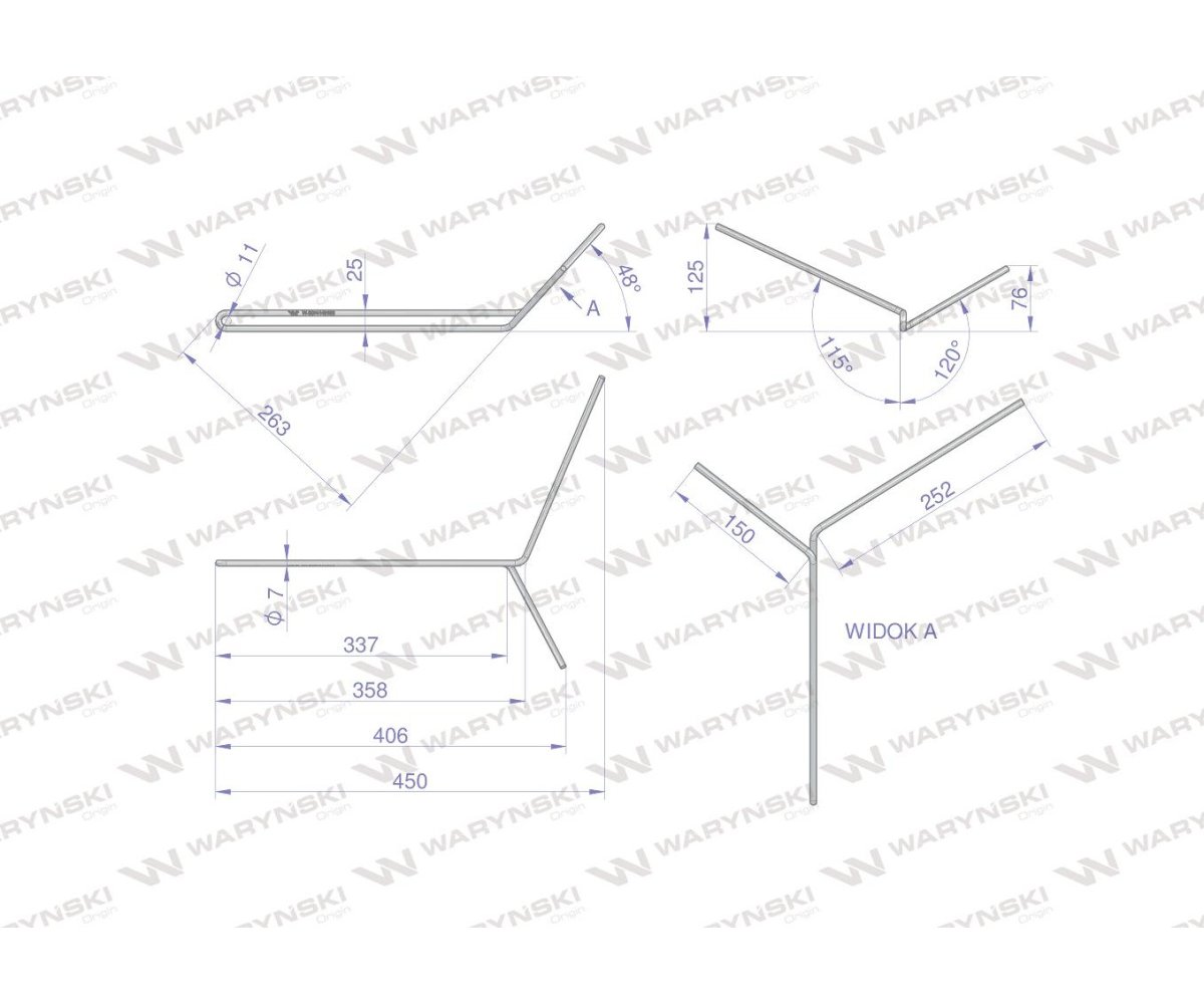 Palec zagarniający podwójny I L-510 mm. pasuje do Famaroll WARYŃSKI