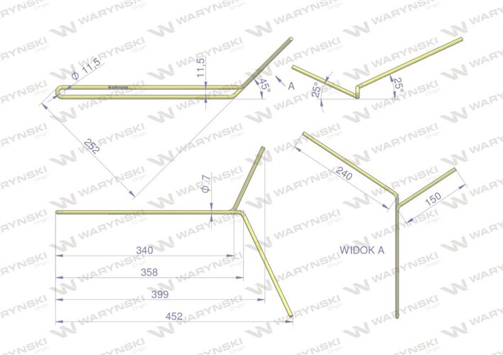 Palec zagarniający podwójny prawy zastosowanie Famarol S-074 30741403003l WARYŃSKI