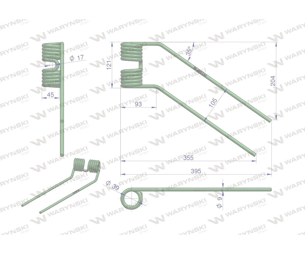 Palec przetrząsarka prawy zastosowanie Fella WARYŃSKI W-461110