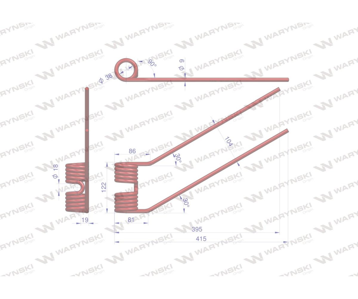 Palec przetrząsarka lewy zastosowanie Fella WARYŃSKI W-461111