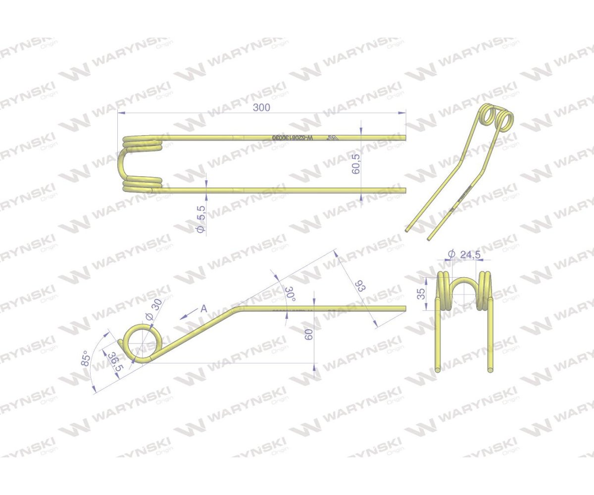 Palec sprężysty podwójny Przetrząsarka Widłowa Waryński
