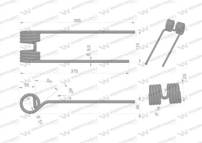 Palec przetrząsarka prawy zastosowanie Kuhn WARYŃSKI W-58740700